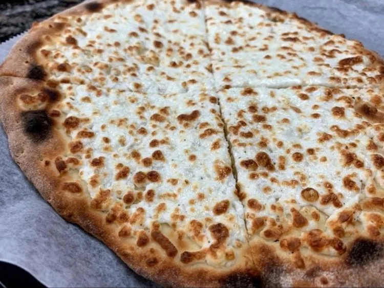Golden baked cheese flatbread