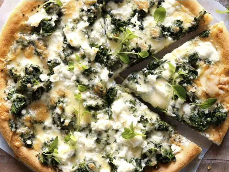 Feta and spinach flatbread