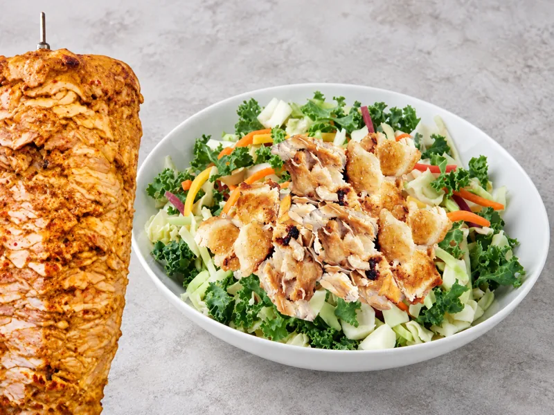 Chicken salad with vegetables and sauce