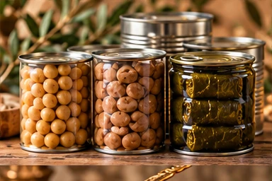 Illustrative selection of canned goods