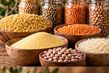 Illustrative selection of dry grains & beans