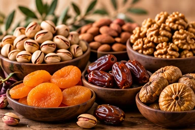 Illustrative selection of nuts & dried fruit