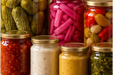 Illustrative selection of pickles, sauces & preserves