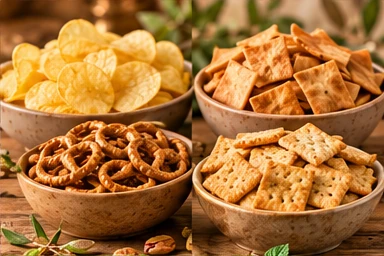 Illustrative selection of salty snacks