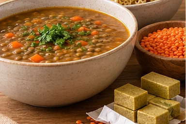 Illustrative selection of soups, noodles & meal starters