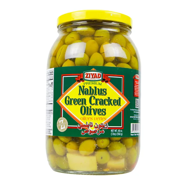 Ziyad Nablus Green Cracked Olives packaging