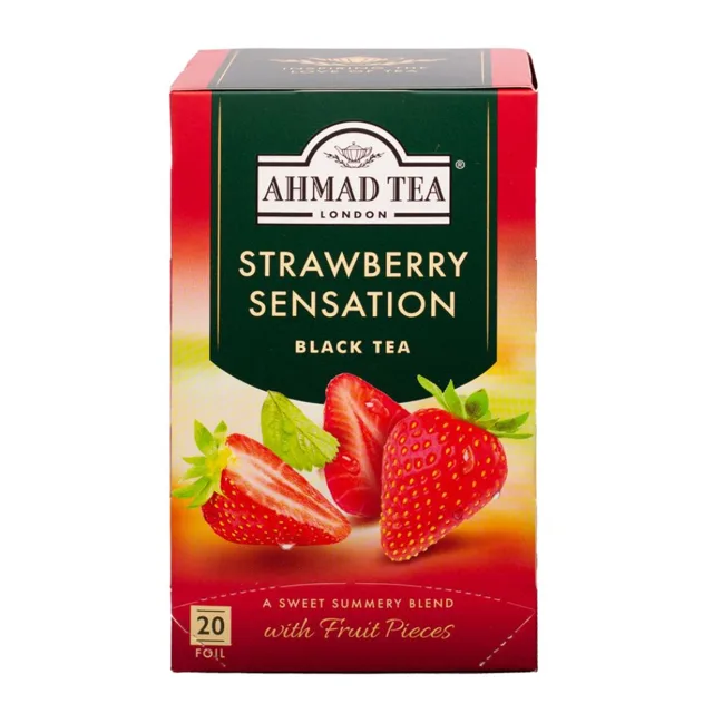 Ahmad Tea Strawberry Sensation Fruit Black Tea - Teabags packaging