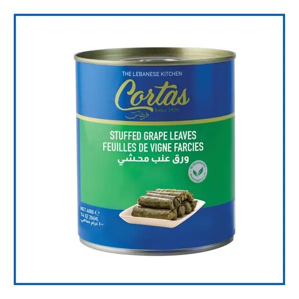 Cortas CANNED VEGETABLES STUFFED GRAPE Leaves 400 g packaging