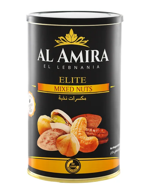 Al Amira Elite Mixed Nuts Black Can 450g packaging