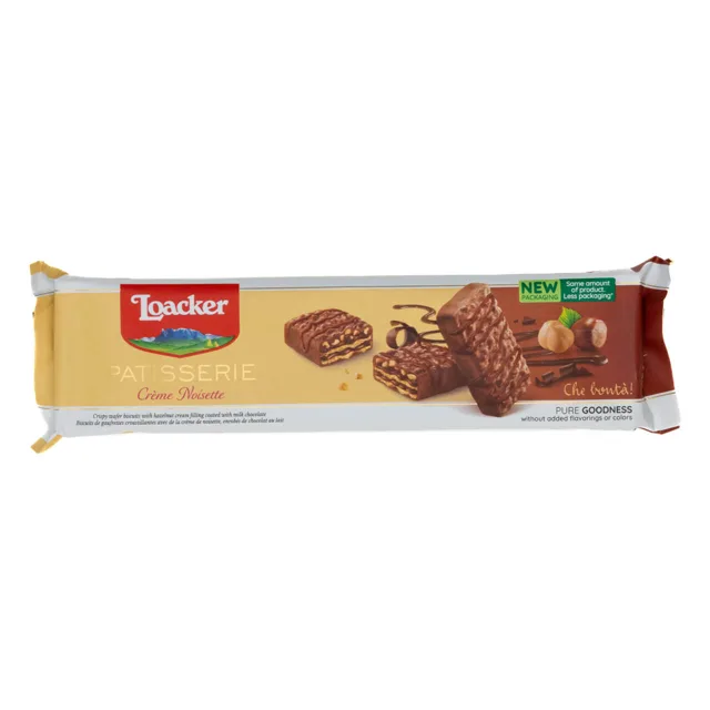 Loacker Patisserie Crème Noisette, Chocolate Coated Specialty, 3.53 oz. Box packaging
