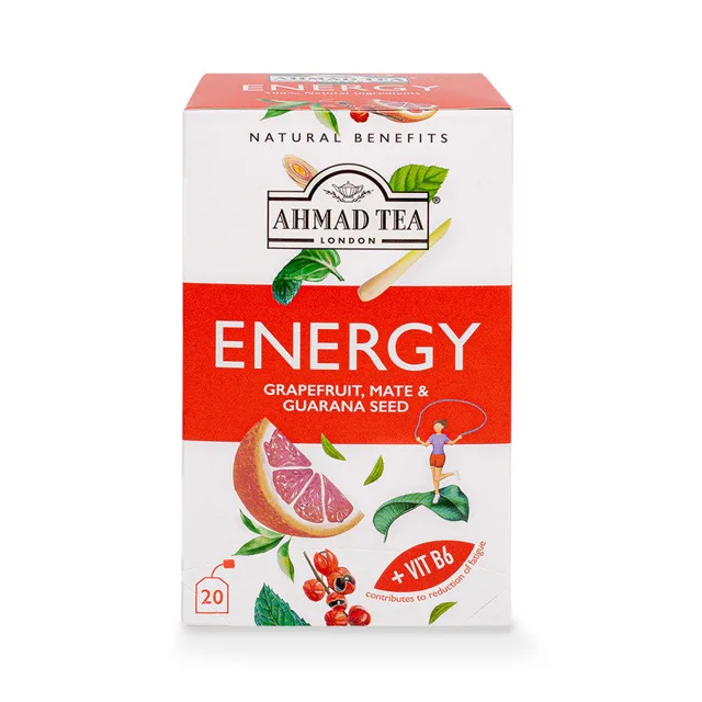 Ahmad Tea Grapefruit, Mate & Guarana Seed "Energy" Infusion - Teabags packaging